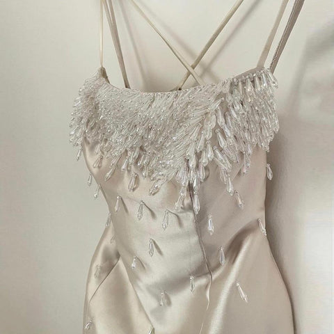 Blue Mermaid Sexy Spaghetti Straps Boat Neck Beaded Luxury Arabic Evening Dresses Gowns For Women Party LA71788