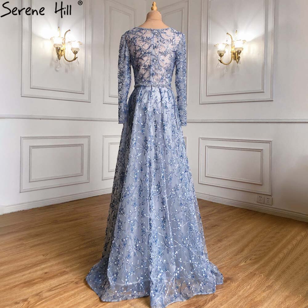 Blue Overskirt Mermaid Evening Dresses Gowns 2025 Luxury Beaded Elegant For Women Party LA71376