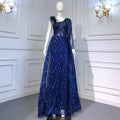 Blue Overskirt Mermaid Evening Dresses Gowns 2025 Beaded Elegant Luxury One Shoulder For Women Party LA71608