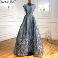 Blue Plus size  Lace Beaded  Luxury A-Line Evening Dresses Gowns 2025 Tassel Sexy For Women Party LA70969