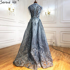 Blue Plus size  Lace Beaded  Luxury A-Line Evening Dresses Gowns 2025 Tassel Sexy For Women Party LA70969