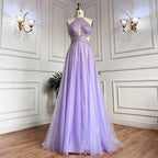 Blue Sexy A-Line 2025 Beaded Halter Graduation School Party Gown  Celebrity Prom Dresses LA71882
