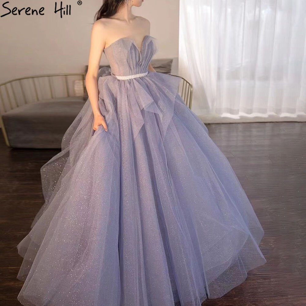 Blue Simple Sexy Evening Dresses Gowns 2025 Sweetheart A-Line Lace Up For Women Party LA71158