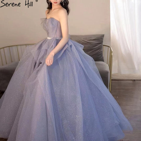 Blue Simple Sexy Evening Dresses Gowns 2025 Sweetheart A-Line Lace Up For Women Party LA71158