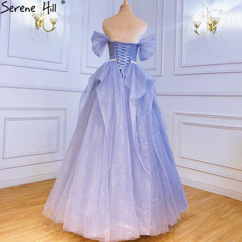 Blue Simple Sexy Evening Dresses Gowns 2025 Sweetheart A-Line Lace Up For Women Party LA71158