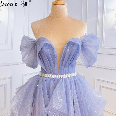 Blue Simple Sexy Evening Dresses Gowns 2025 Sweetheart A-Line Lace Up For Women Party LA71158