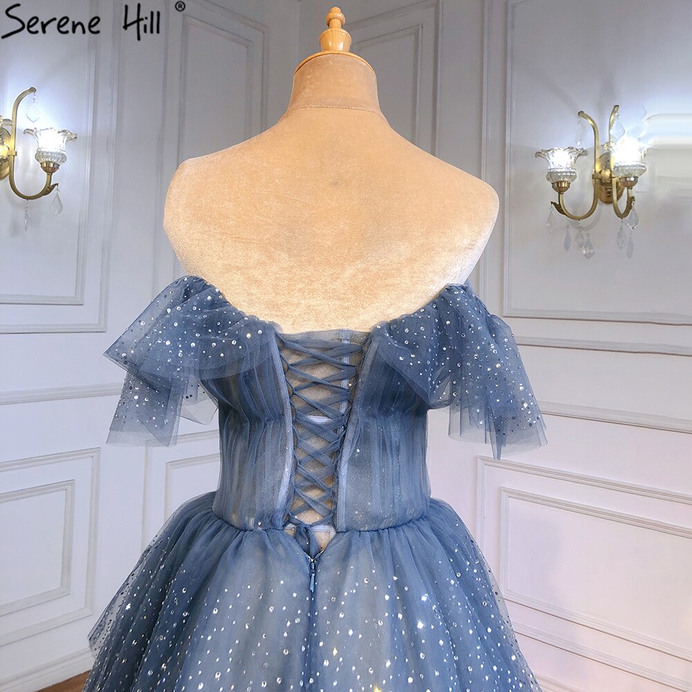 Blue Sweetheart Evening Dresses Gowns 2025 Beaded Tiered Bling Sexy For Women Party LA71450