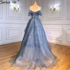 Blue Sweetheart Evening Dresses Gowns 2025 Beaded Tiered Bling Sexy For Women Party LA71450