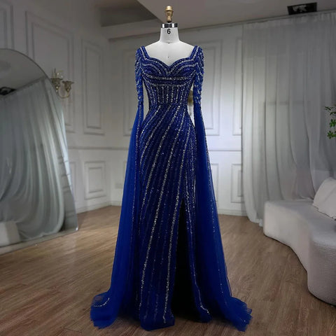 Blue Sweetheart Mermaid Evening Gown with Beaded Overskirt - Luxury Dresses for Woman's Wedding Party 2025 LA72314