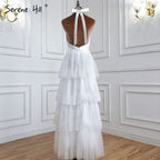 Blush Pink A-Line Evening Dresses Sleeveless Tiered Simple Ankle Length Formal Dress Design 2025 LA70700