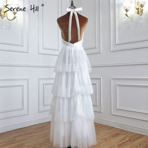 Blush Pink A-Line Evening Dresses Sleeveless Tiered Simple Ankle Length Formal Dress Design 2025 LA70700