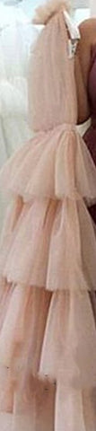 Blush Pink A-Line Evening Dresses Sleeveless Tiered Simple Ankle Length Formal Dress Design 2025 LA70700