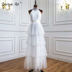 Blush Pink A-Line Evening Dresses Sleeveless Tiered Simple Ankle Length Formal Dress Design 2025 LA70700