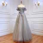 Blush Pink A-Line Sexy Off Shoulder Arabic Beading Crystal Luxury Evening Dress Women Formal Prom Dresse LA71745