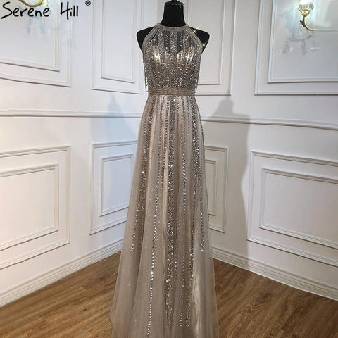 Brown Luxury A-Line Evening Dresses Gowns 2025 Beading Tassel Sexy For Woman Party LA71085