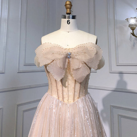 Caramel A-Line Ankle Length Luxury Beading Evening Dress Elegant Appliques 2025 Women Formal Prom Dresse LA71732