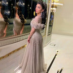 Caramel A-Line Luxury Evening Dresses Gowns 2025 Feather Beaded Sweetheart For Women Party LA71720