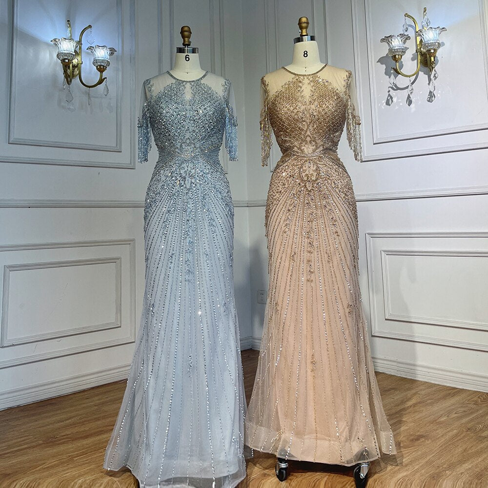 Caramel Cap Sleeves Tassel  Mermaid Beaded Evening Dresses Wedding Party Gowns For Mother of the Bride  2025 LA72069