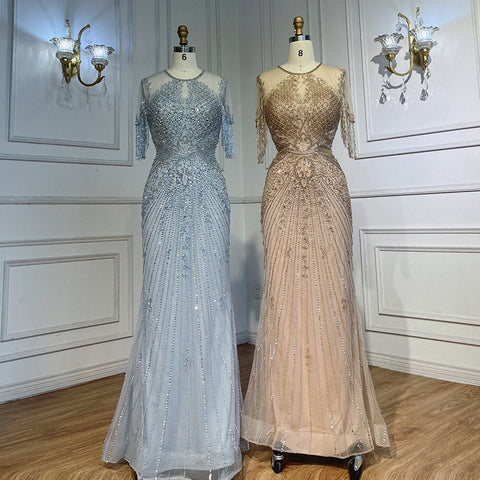 Caramel Cap Sleeves Tassel  Mermaid Beaded Evening Dresses Wedding Party Gowns For Mother of the Bride  2025 LA72069