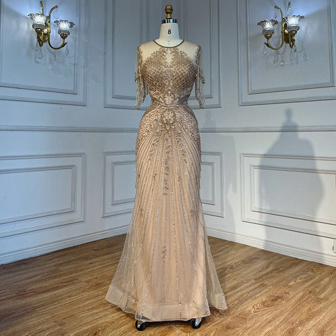 Caramel Cap Sleeves Tassel  Mermaid Beaded Evening Dresses Wedding Party Gowns For Mother of the Bride  2025 LA72069