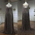 Caramel Cape Sleeves Mermaid Evening Dresses Luxury Beaded Party Gowns 2025 For Women LA72053