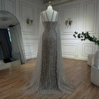 Caramel Elegant Cape Sleeves Beaded Mermaid Luxury Dubai Evening Dresses Gowns For Women Wedding Party 2025 LA71905B