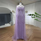 Caramel Elegant Cape Sleeves Beaded Mermaid Luxury Dubai Evening Dresses Gowns For Women Wedding Party 2025 LA71905B