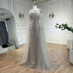 Caramel Elegant Cape Sleeves Beaded Mermaid Luxury Dubai Evening Dresses Gowns For Women Wedding Party 2025 LA71905B