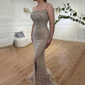 On Sale no return no refund Lilac Elegant Spaghetti Strap Split Beaded Formal Luxury Arabic Mermaid Evening Dresses for Formal Occasion 2025 LA72109