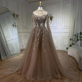 Caramel Luxury Evening Dresses with Cape Sleeves A-Line Beaded Lace Gown For Women's Wedding Party 2025 LA72386