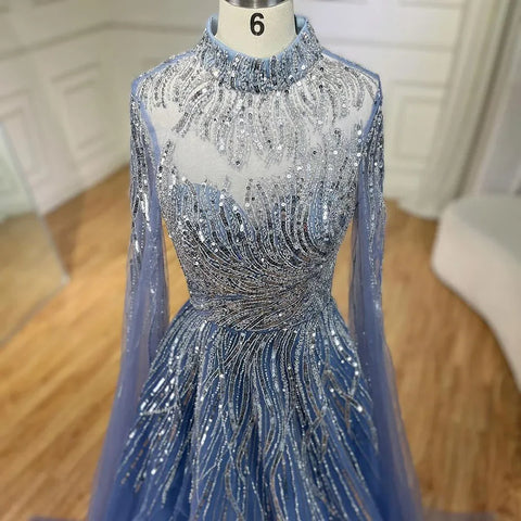 Caramel Luxury Evening Dresses with Cape Sleeves A-Line Beaded Lace Gown For Women's Wedding Party 2025 LA72386