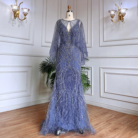 Caramel Mermaid Beaded Evening Dresses Gowns Feather Luxury Elegant For Woman Wedding Party 2025 LA71866