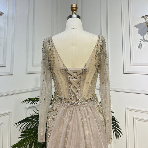 Caramel Mermaid Beads With Skirt Luxury Arabic Evening Dresses  Gowns For Women Wedding Party 2025 LA72014