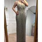 Caramel Mermaid Cape Sleeves Evening Dresses Luxury Beaded Arabic Party Gowns 2025 For Women LA72053A