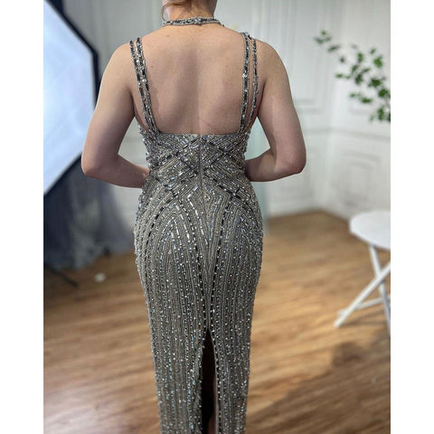 Caramel Mermaid Cape Sleeves Evening Dresses Luxury Beaded Arabic Party Gowns 2025 For Women LA72053A