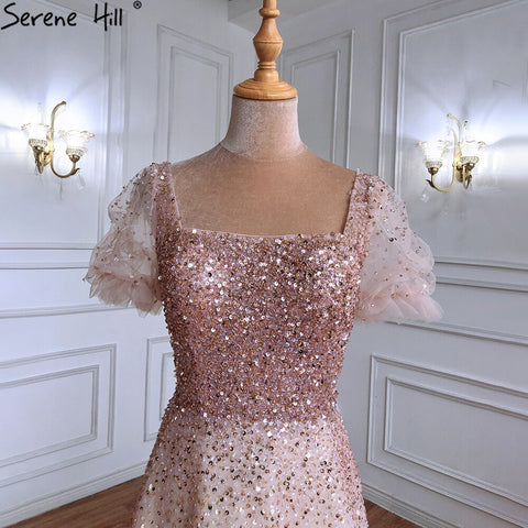 Champagne A-Line Sexy Evening Dresses Gowns 2025 Sparkle Beaded Lace Up For Women Party LA71153