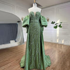 Champagne Luxury Mermaid Evening Dresses Long Gowns with Half Purr Sleeves and Elegant for Women Party LA71120