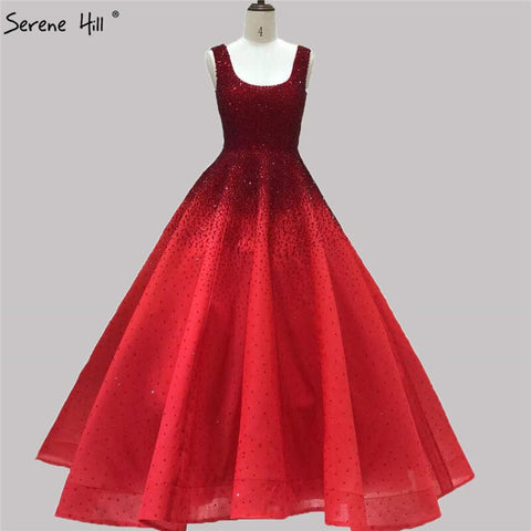 Champange A-Line Crystal Beaded Sexy Lace Up Luxury Dubai Evening Dresses Gowns For Women Wedding Party LA70232