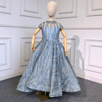 Clear Water Blue Sparkle Flower Girl Dresses Cap Sleeves  For Party And Wedding 2025 HTA0051