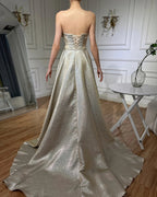 Dubai Gold Mermaid Evening Dress with Overskirt LA70626A