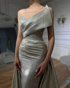 Dubai Gold Mermaid Evening Dress with Overskirt LA70626A