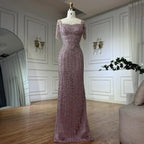 Pink Elegant Mermaid Beaded Evening Dress Gown LA72787