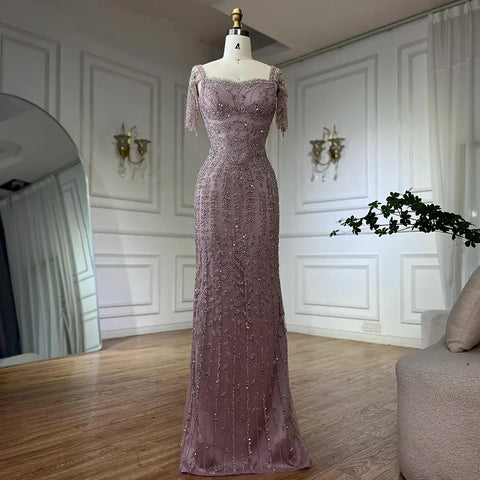 Pink Elegant Mermaid Beaded Evening Dress Gown LA72787