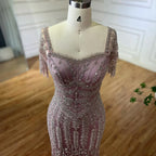 Pink Elegant Mermaid Beaded Evening Dress Gown LA72787