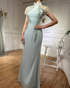 Vestido de noche de satén con cuentas estilo sirena y corsé de Saudi Mint 2025 para ocasiones formales LA72797 