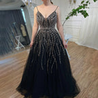 Vestido de graduación largo árabe de corte A con tirantes finos, estilo 2025, ideal para fiestas escolares y eventos de celebridades (LA71887) 