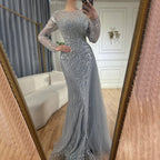 Caramel Beaded Mermaid Long Arabic Evening Dresses Gowns With Overskirt for Formal Occasion 2025 LA71673A