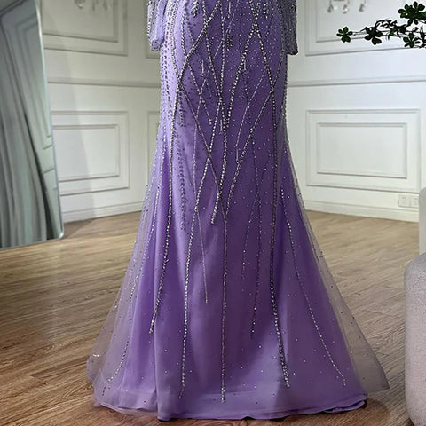 Elegant Mermaid Evening Gown Nude Beaded for Formal Occasion Saudi Arabic LA72827 2025