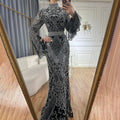 Muslim Red Mermaid Black Evening Dress with Cape Sleeves and Beaded for Formal Occasion 2025 LA72316C