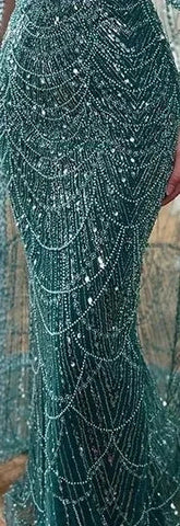 Nude Mermaid Arabia Beaded Evening Dress Gown with Detachable Skirt for Formal Occasion 2025 LA72243A